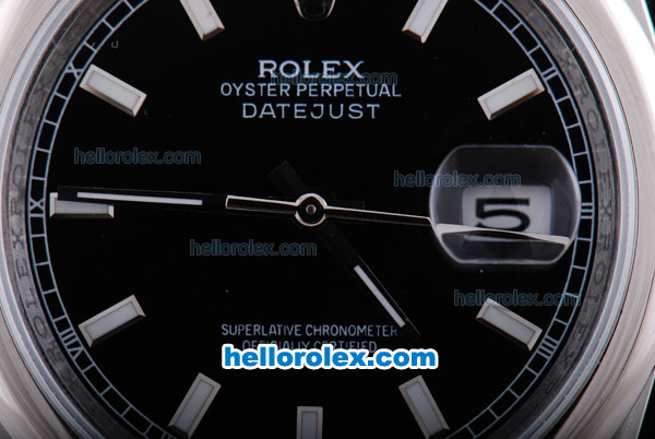 Rolex Datejust Automatic with Black Dial-White Marking and White Bezel - Click Image to Close